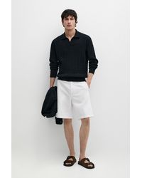 MASSIMO DUTTI - 100% Cotton Cable-Knit Polo Sweater - Lyst