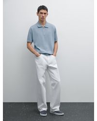 MASSIMO DUTTI - Cotton Knit Quarter-Zip Polo Shirt - Lyst