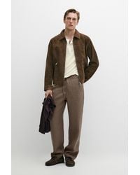 MASSIMO DUTTI - Suede Leather Zip-Up Jacket - Lyst
