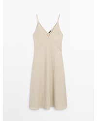 MASSIMO DUTTI - Strappy Camisole Dress With Topstitching - Lyst