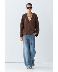 MASSIMO DUTTI - Fluid V-Neck Tie Blouse - Lyst
