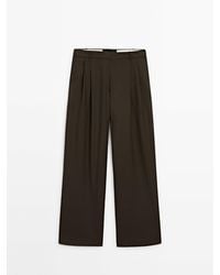 MASSIMO DUTTI - Wide-Leg Trousers With Darts - Lyst