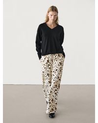 MASSIMO DUTTI - Wide-Leg Printed Trousers With Drawstring Detail - Lyst