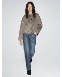 MASSIMO DUTTI - Short Wool Blend Animal Print Coat - Lyst