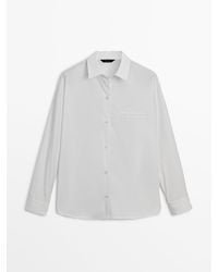 MASSIMO DUTTI - 100% Cotton Poplin Shirt With Pocket - Lyst