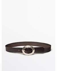 MASSIMO DUTTI - Riem Van Nappaleer Met Ovale Gesp - Lyst