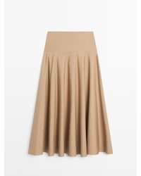 MASSIMO DUTTI - Halflange Rok Met Heuppas En Wijde Zoom - Lyst