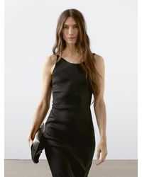 【Massimo Dutti】Short linen blend dress with low-cut back MASSIMO DUTTI Short Linen Blend Dress With Low-Cut Back in