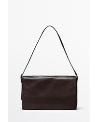 MASSIMO DUTTI - Nappa Leather Crossbody Bag With Topstitching - Lyst