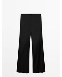 MASSIMO DUTTI - Satijnen Flared Broek Met Splitten - Lyst