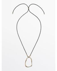 MASSIMO DUTTI - Leren Touwtjesketting Met Asymmetrisch Stuk - Lyst