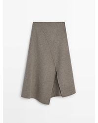 MASSIMO DUTTI - Wool-Blend Double-Faced Midi Skirt With Slit - Lyst