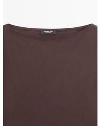 MASSIMO DUTTI - Camiseta Cuello Barco 100% Algodón - Lyst