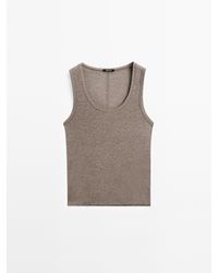MASSIMO DUTTI - Top Met Ronde Hals En Naaddetails - Lyst