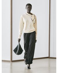 MASSIMO DUTTI - 100% Cotton Knit Sweater With Scarf Detail - Lyst