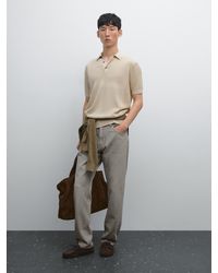 MASSIMO DUTTI - Strickpullover Im Polo-Stil Aus 100 Baumwolle Mit Zopfmuster - Lyst