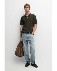 MASSIMO DUTTI - Micro Textured Cotton Piqué Polo Shirt - Lyst
