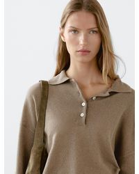MASSIMO DUTTI - Oversize Knit Sweater With Polo Collar - Lyst