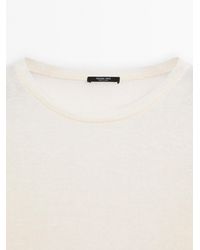 MASSIMO DUTTI - Lightweight Wool-Linen Blend T-Shirt - Lyst