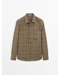 MASSIMO DUTTI - Regular Fit Linnen Overhemd Met Ruitjes - Lyst