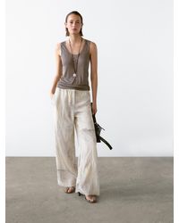 MASSIMO DUTTI - Top Mit Rundausschnitt Und Ziernähten - Lyst