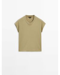 MASSIMO DUTTI - 100% Cotton Drop Sleeve T-Shirt - Lyst
