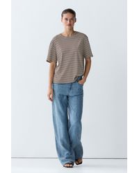 MASSIMO DUTTI - 100% Cotton Striped Short Sleeve T-Shirt - Lyst