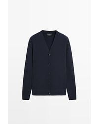 MASSIMO DUTTI - 100% Wool Knit Button Cardigan - Lyst