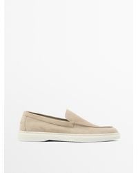 MASSIMO DUTTI - Split Leather Loafers With Moc Toe - Lyst