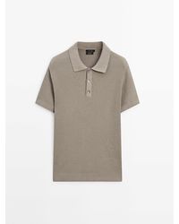 MASSIMO DUTTI - Short Sleeve Textured Knit Polo Sweater - Lyst