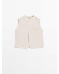 MASSIMO DUTTI - Poplin Waistcoat Top With Button Details - Lyst