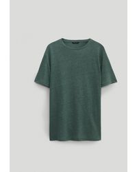 MASSIMO DUTTI 100% Linen Short Sleeve T-shirt - Green