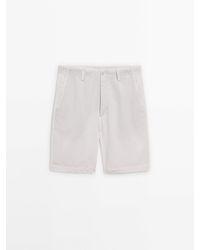 MASSIMO DUTTI - Cotton And Linen Blend Bermuda Shorts - Lyst
