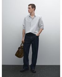 MASSIMO DUTTI - Camisa Popelín Rayas Regular Fit Algodón - Lyst