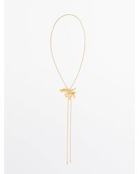 MASSIMO DUTTI - Long Adjustable Necklace With Flower Detail - Lyst