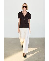 MASSIMO DUTTI - Flowing V-Neck T-Shirt - Lyst