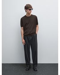 MASSIMO DUTTI - T-Shirt En Maille De Laine Mélangée À Manches Courtes - Lyst