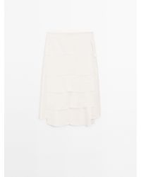 MASSIMO DUTTI - Halflange Rok Met Volant - Lyst