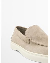 MASSIMO DUTTI - Split Leather Loafers With Moc Toe - Lyst