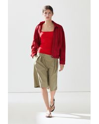 MASSIMO DUTTI - Cotton Blend Square Neck Top - Lyst