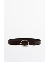 MASSIMO DUTTI - Nappa Leather Belt With Oval Buckle - Lyst