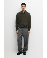 MASSIMO DUTTI - 100% Cashmere Mock V-Neck Knit Sweater - Lyst