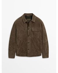 MASSIMO DUTTI - Suede Overshirt With Chest Pocket - Lyst