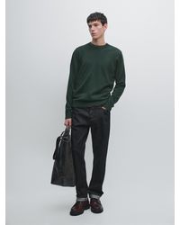 MASSIMO DUTTI - Knit Cotton And Wool Sweater With Crew Neck - Lyst