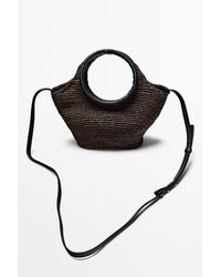 MASSIMO DUTTI - 100% Raffia Mini Crescent Bag - Lyst