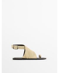 MASSIMO DUTTI - Suède Sandaal Met Buisvormige Bandjes - Lyst