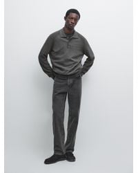 MASSIMO DUTTI - Cotton Blend Knit Polo Sweater - Lyst