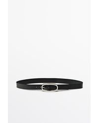 MASSIMO DUTTI - Nappa Leather Belt With Oval Buckle - Lyst