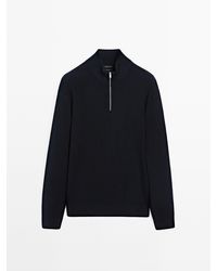 MASSIMO DUTTI - Gebreide Trui Met Opstaande Kraag En Ritssluiting - Lyst