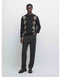 MASSIMO DUTTI - Pull Polo Laine En Maille À Losanges - Lyst